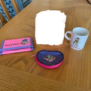 Vintage Chuck E. Cheese Coin Purse, Velcro Wallet and Mini Mug